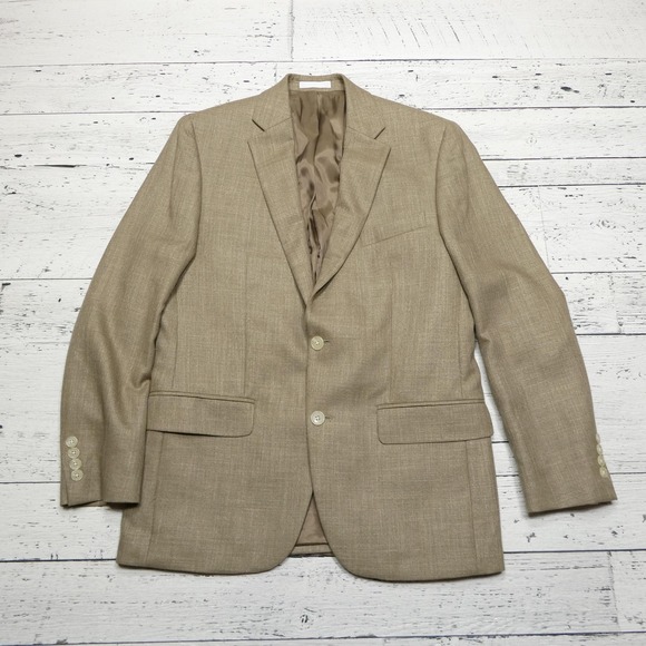 Lauren Ralph Lauren Blazer Mens 38R Khaki Two Button Linen Blend Sport Coat - Picture 1 of 9